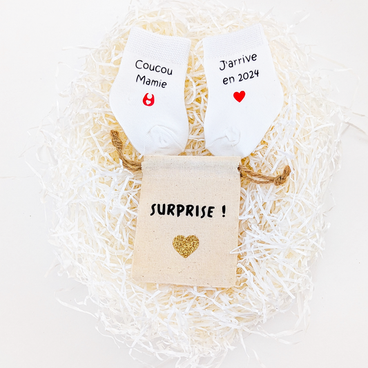 Chaussettes bébé personnalisées – Annonce grossesse originale