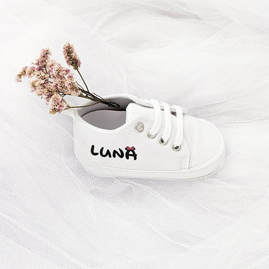Baskets bébé personnalisées Minnie – chaussures prénom fille