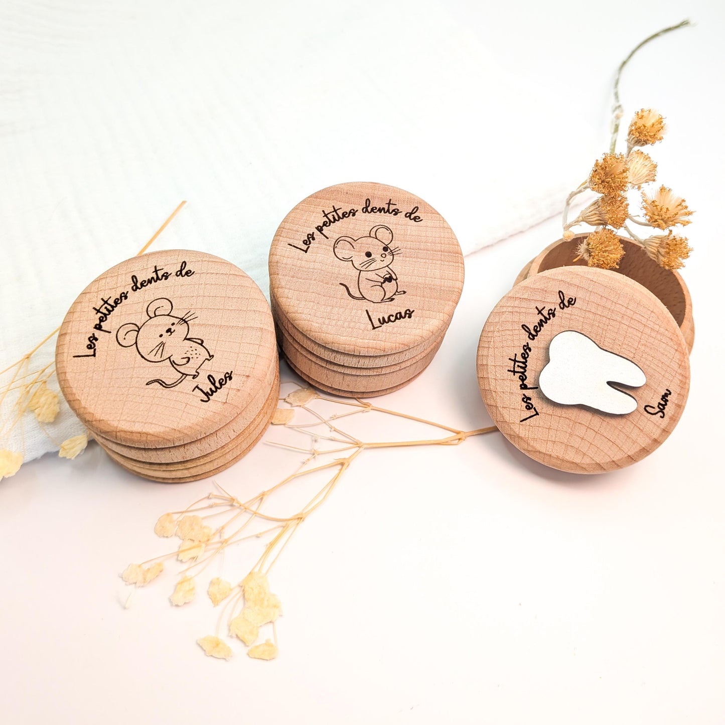 Boîte à dents pour enfant - personnalisée en bois gravé