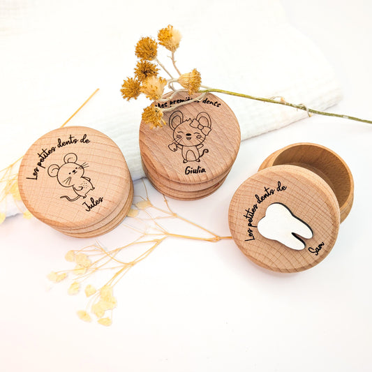 Boîte à dents pour enfant - personnalisée en bois gravé