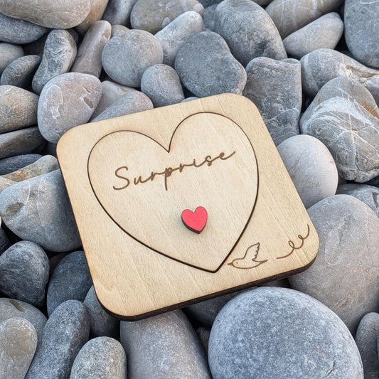 Carte Annonce Grossesse Personnalisée en Bois - boîte surprise personnalisable