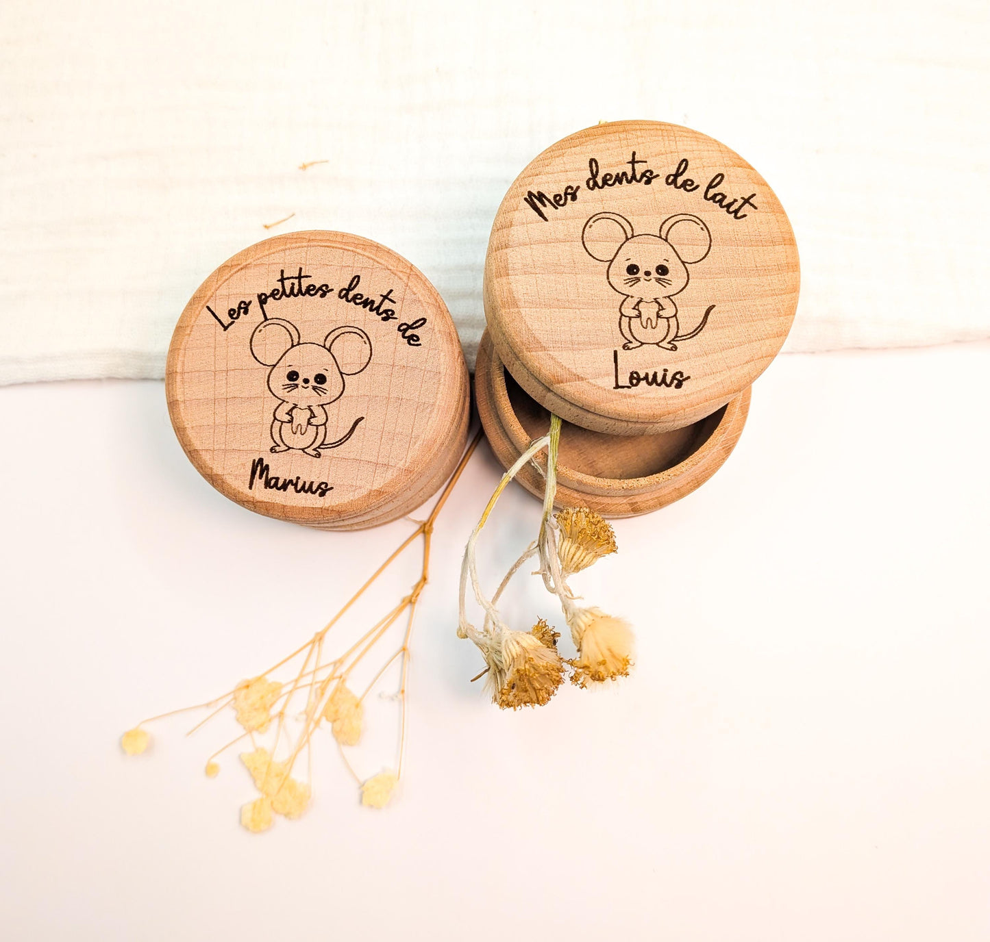Boîte à dents pour enfant - personnalisée en bois gravé