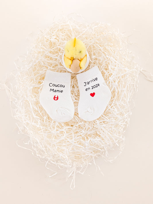 Chaussettes bébé personnalisées – Annonce grossesse originale