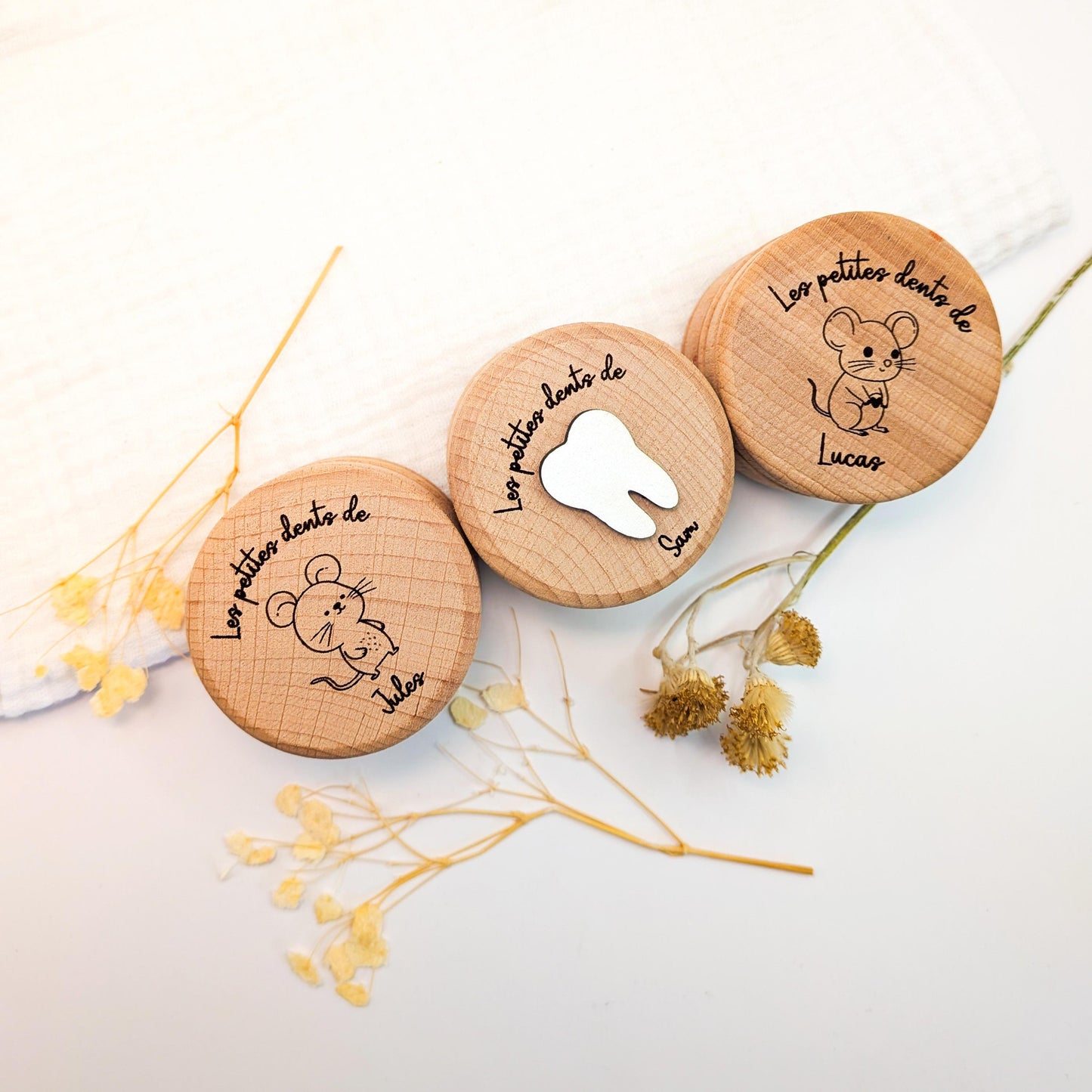 Boîte à dents pour enfant - personnalisée en bois gravé