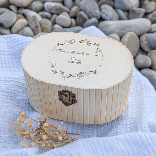 Boîte Souvenir Bébé Personnalisée – Coffret Bambou Cadeau Naissance ou Baptême