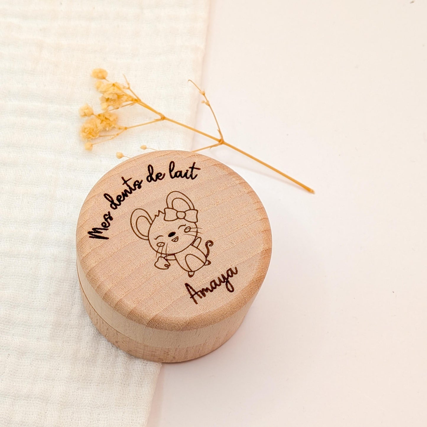 Boîte à Dents Personnalisée en Bois – Gravée, Cadeau Souvenir pour Enfant