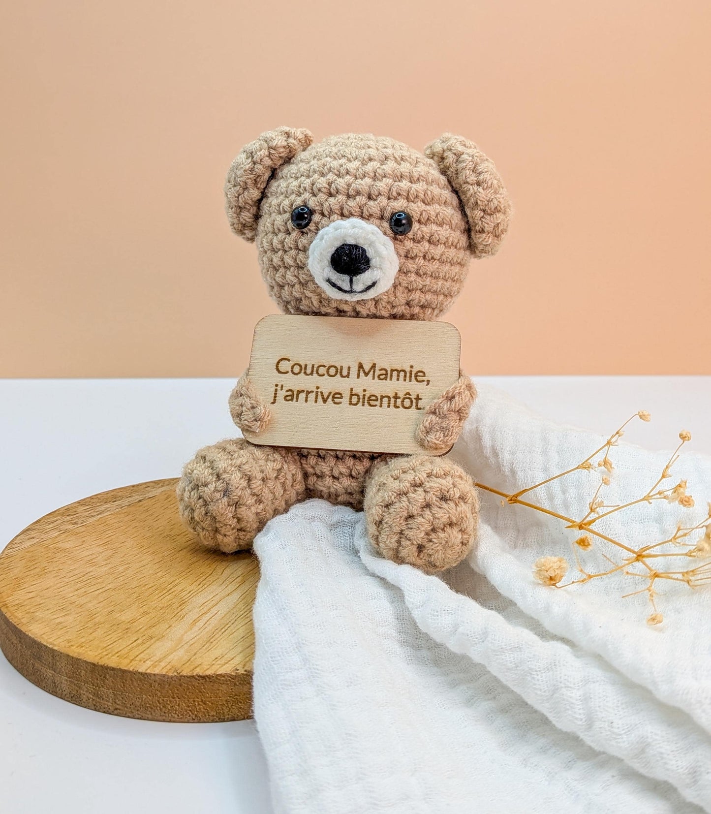 Nounours au crochet pour annonce de grossesse | Cadeau future mamie