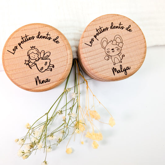 Boîte à dents pour enfant - personnalisée en bois gravé