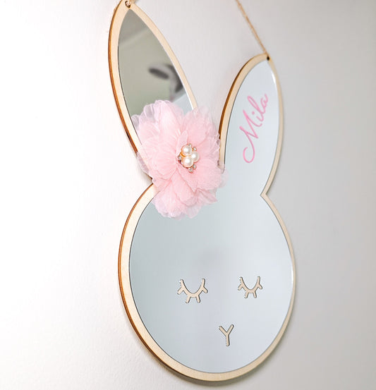 Miroir lapin personnalisé avec prénom pour chambre d'enfant- cadeau de naissance/d'anniversaire/baptême
