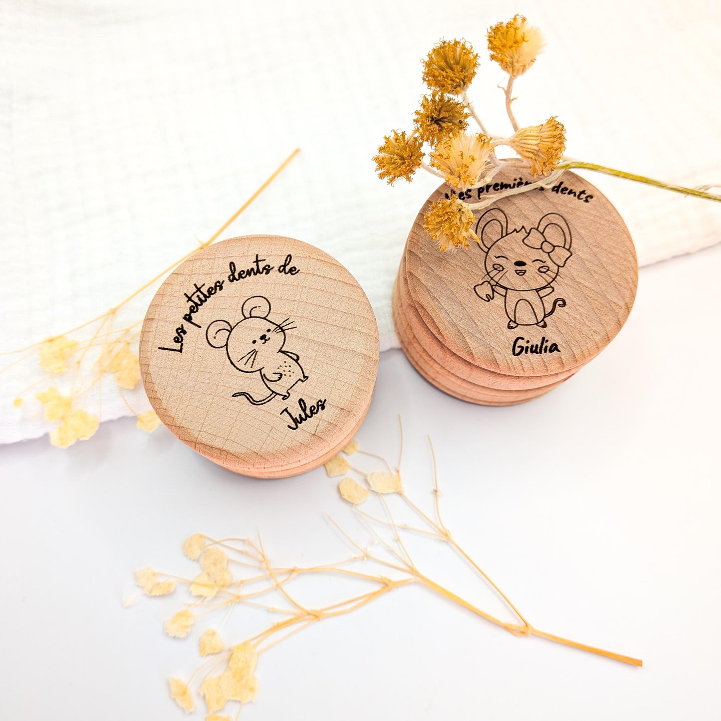 Boîte à dents pour enfant - personnalisée en bois gravé