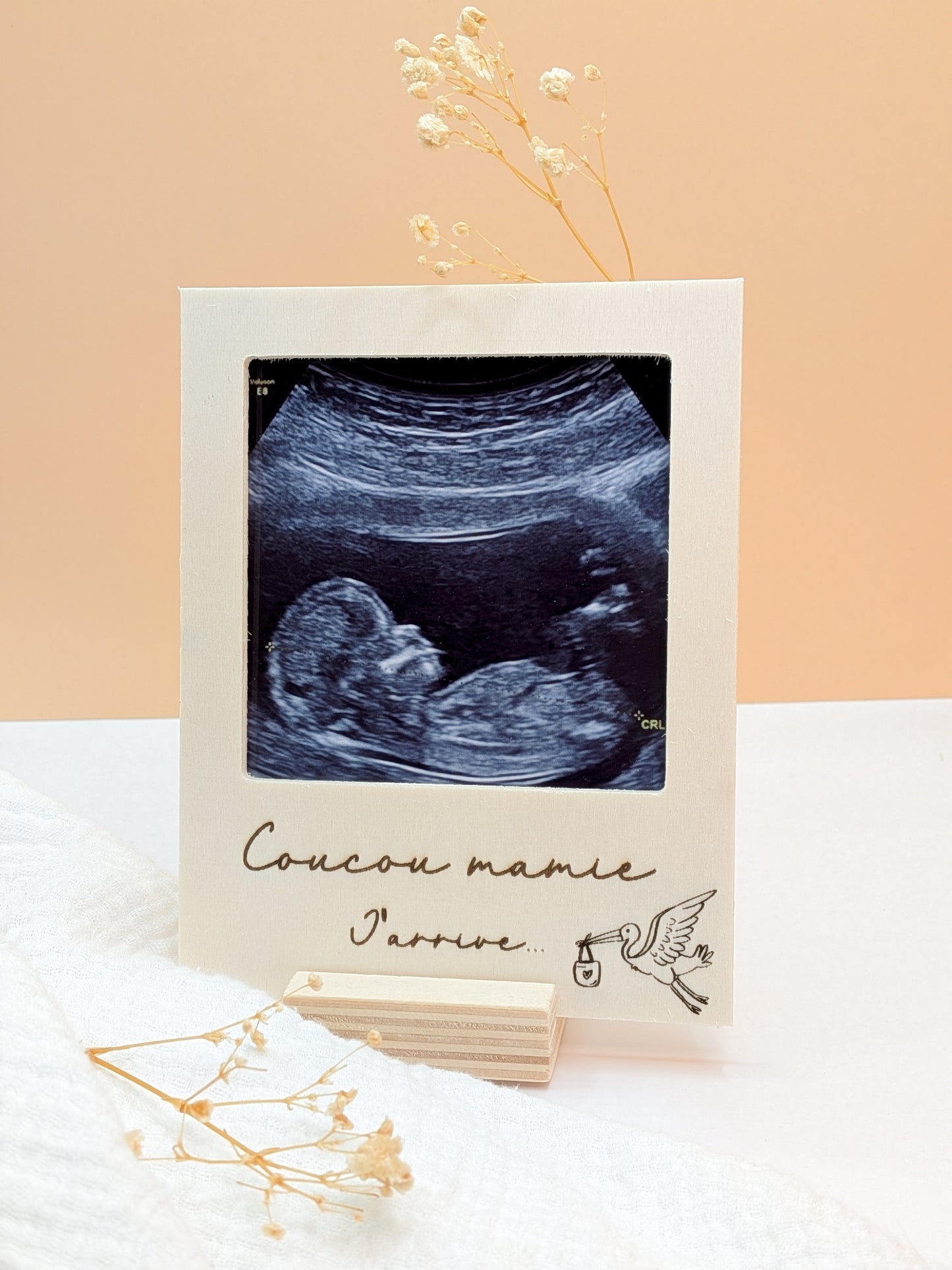 Annonce de grossesse personnalisée – Cadre photo original avec échographie