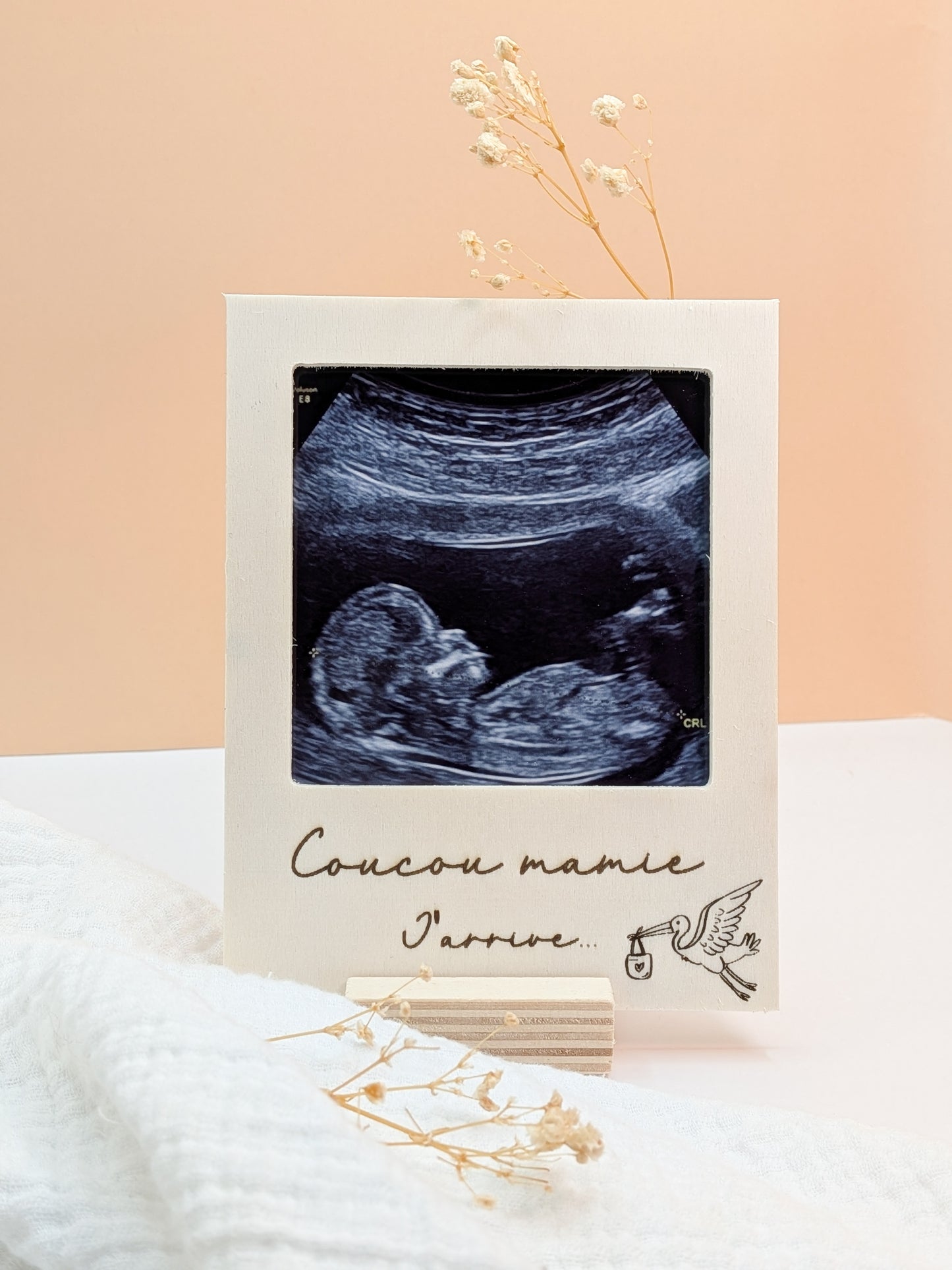 Annonce de grossesse personnalisée – Cadre photo original avec échographie