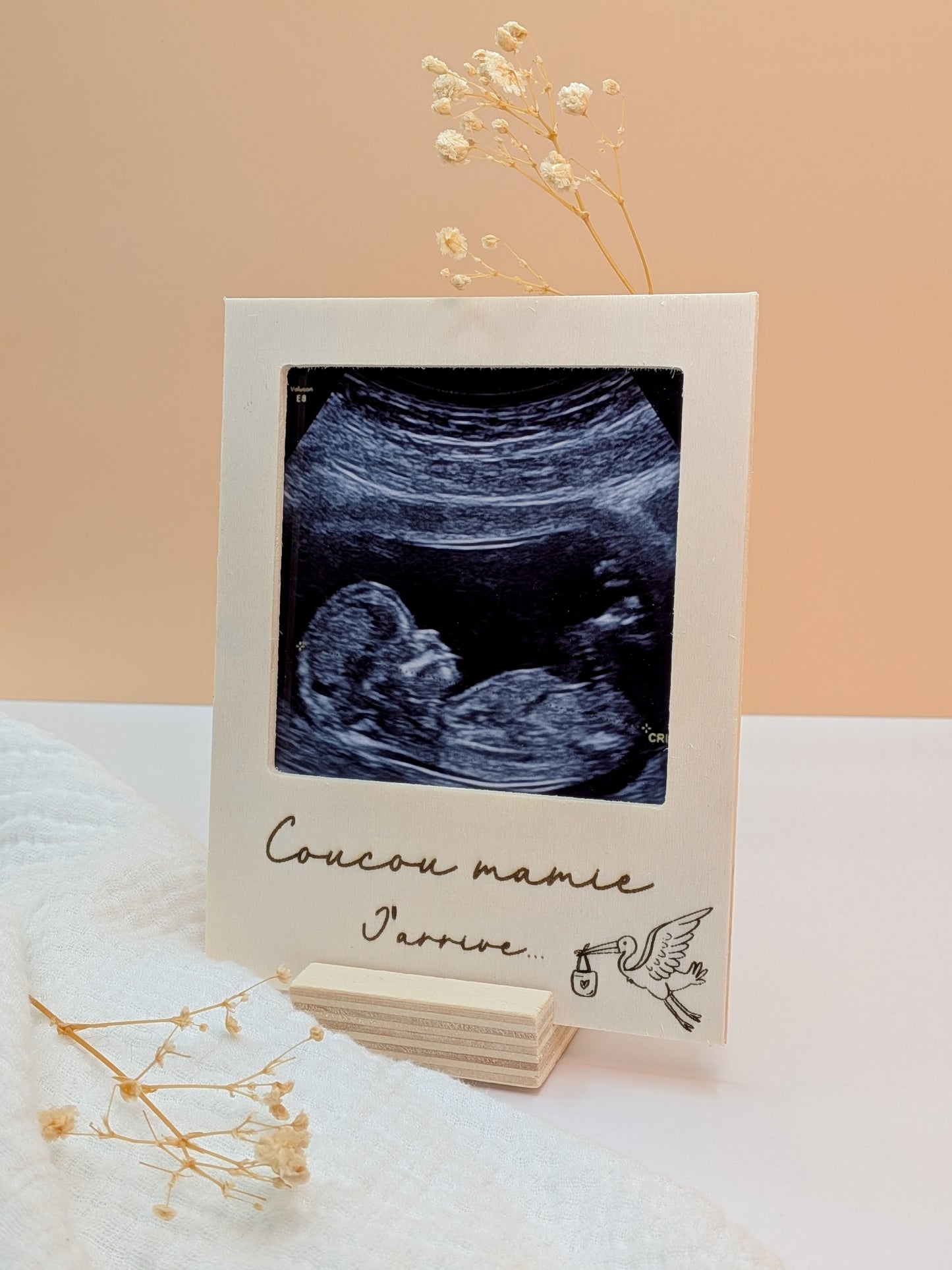 Annonce de grossesse personnalisée – Cadre photo original avec échographie