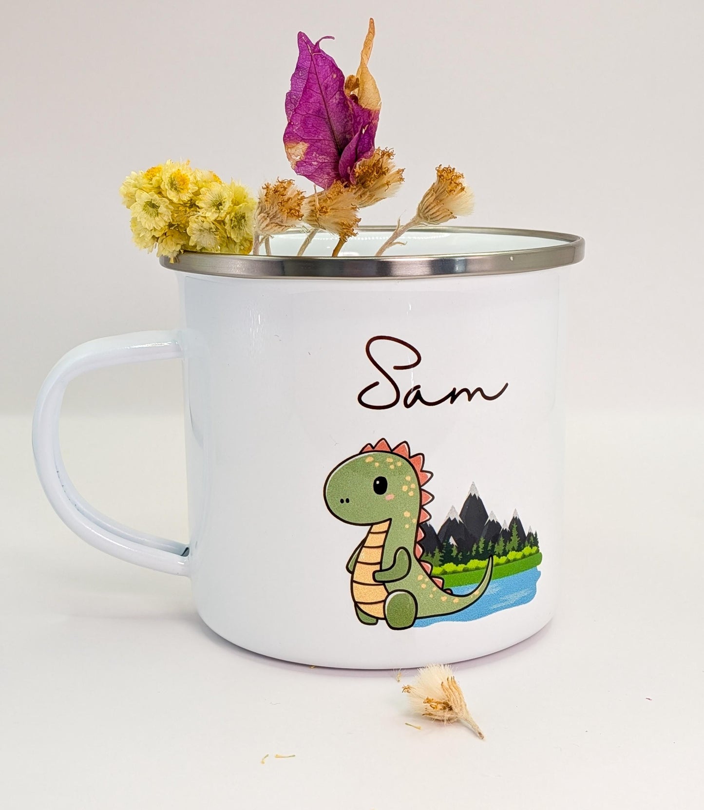 Mug Enfant Personnalisé – Tasse Émaillée avec Prénom et Dessin au Choix | Cadeau Naissance, Anniversaire ou École