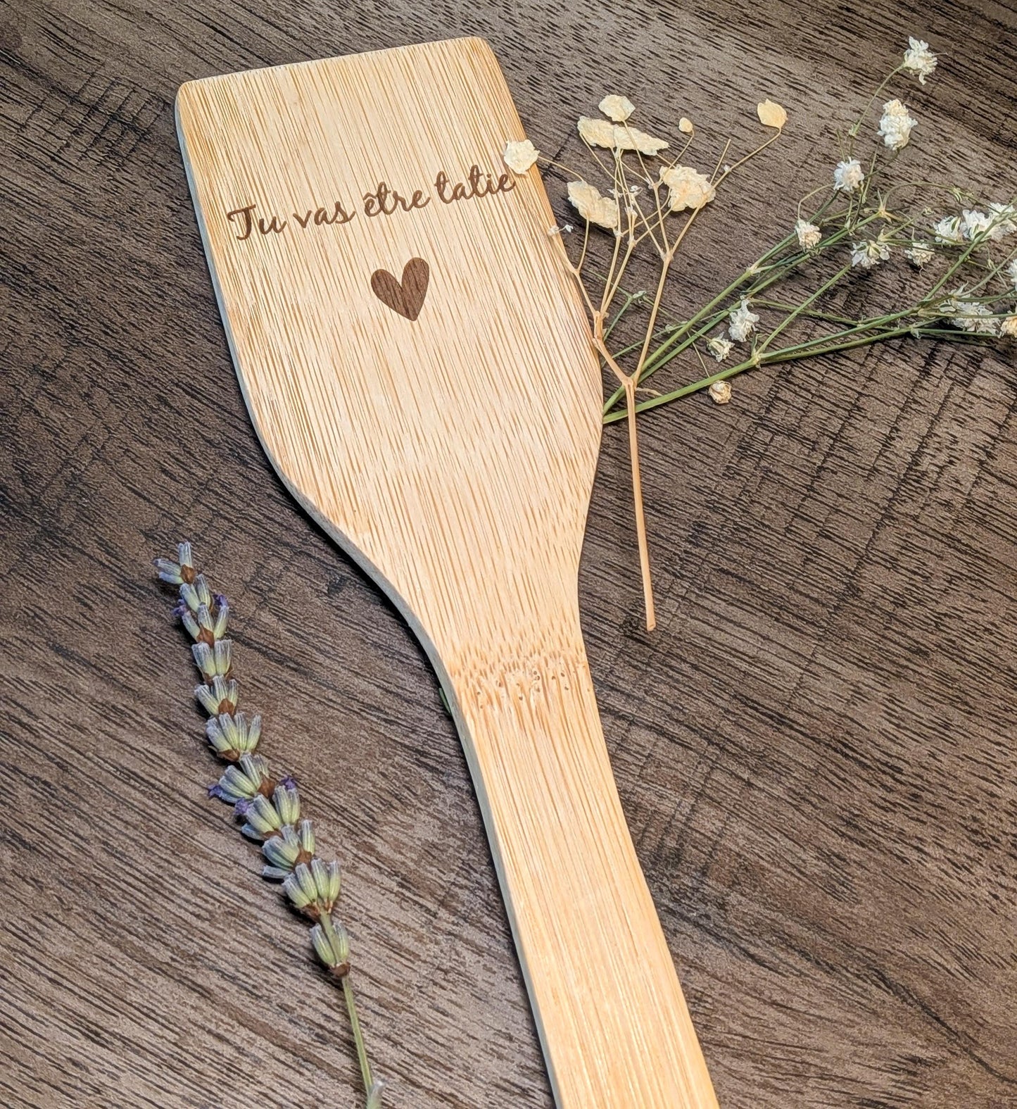 Ustensiles de cuisine personnalisés/ cadeau fêtes des mères, père, mamie et papi/ cuillère et spatule en bois gravées