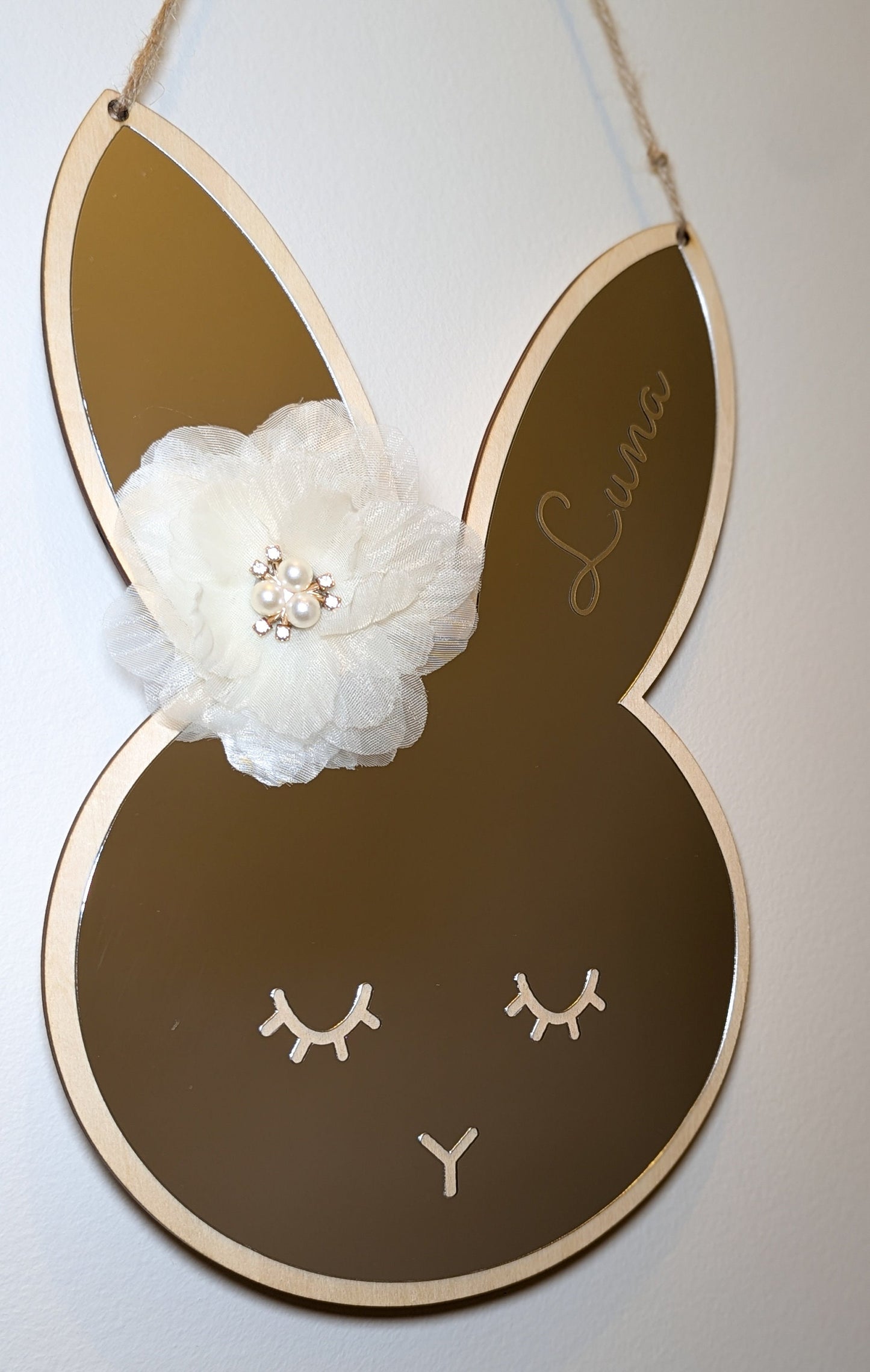 Miroir lapin personnalisé avec prénom pour chambre d'enfant- cadeau de naissance/d'anniversaire/baptême