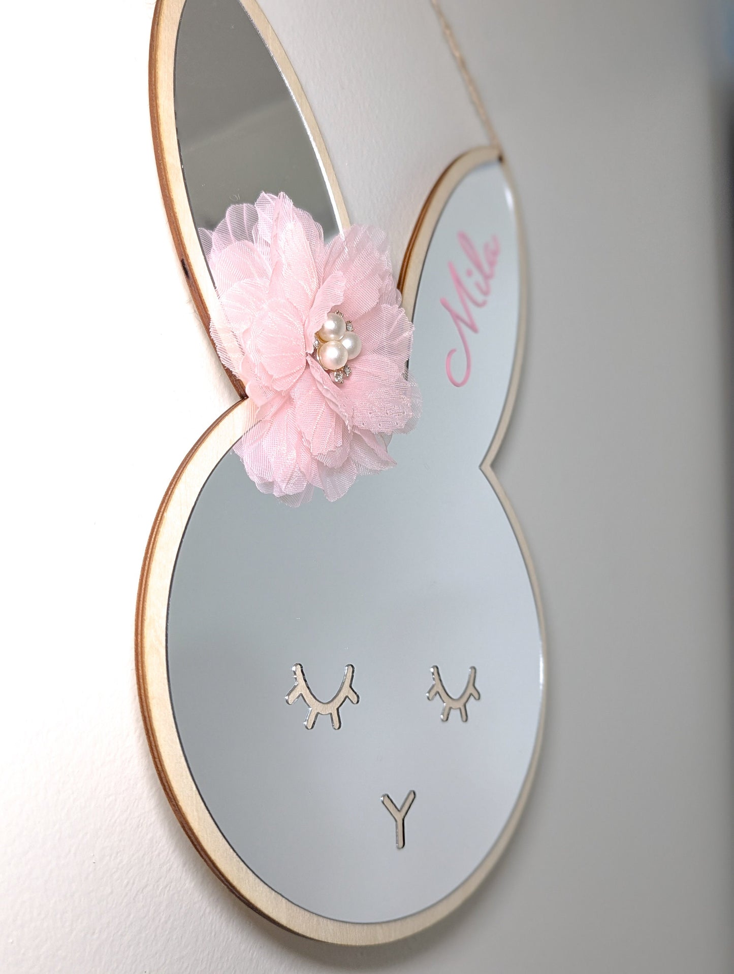Miroir lapin personnalisé avec prénom pour chambre d'enfant- cadeau de naissance/d'anniversaire/baptême