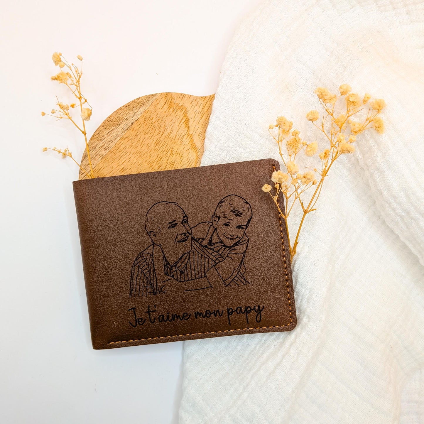 Portefeuille Gravé Personnalisé pour Papa, Papy ou Parrain – Cadeau Fête des Pères et Anniversaire