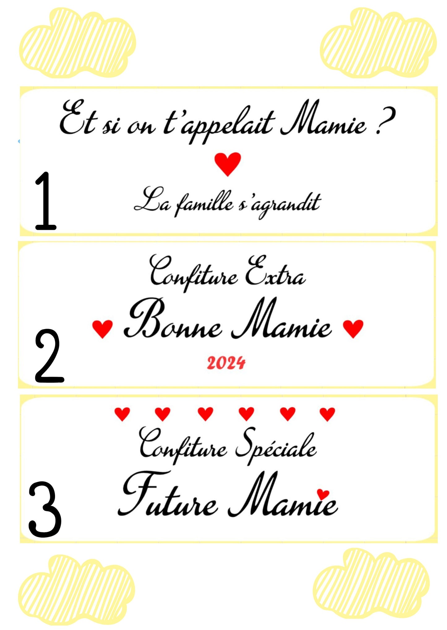 Étiquette Pot de Confiture Personnalisée – Annonce de Grossesse Originale pour Mamie, Papi, Parrain, Marraine et Grands-Parents