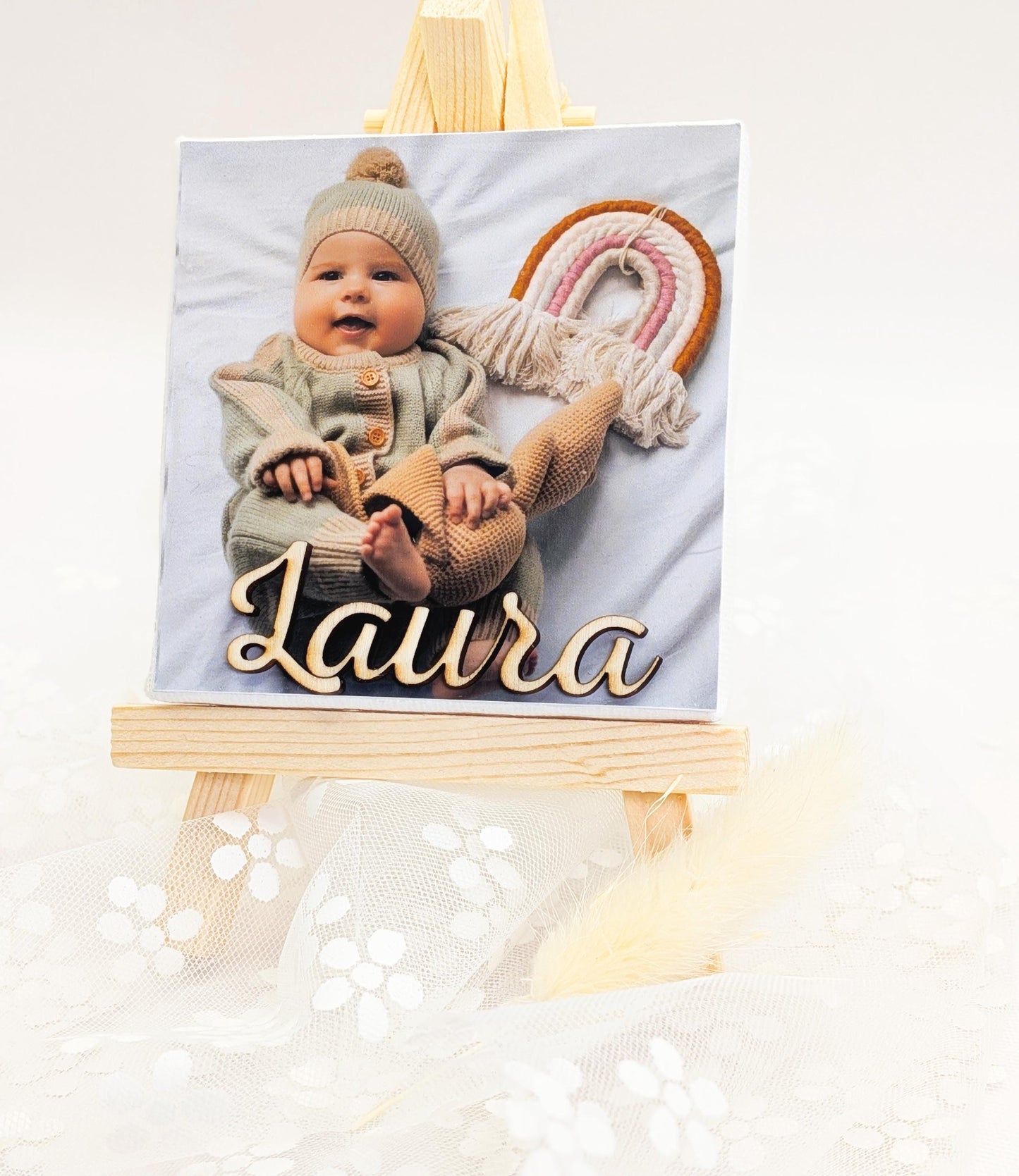 Cadre photo bébé personnalisé – Souvenir de naissance, baptême ou d'anniversaire.