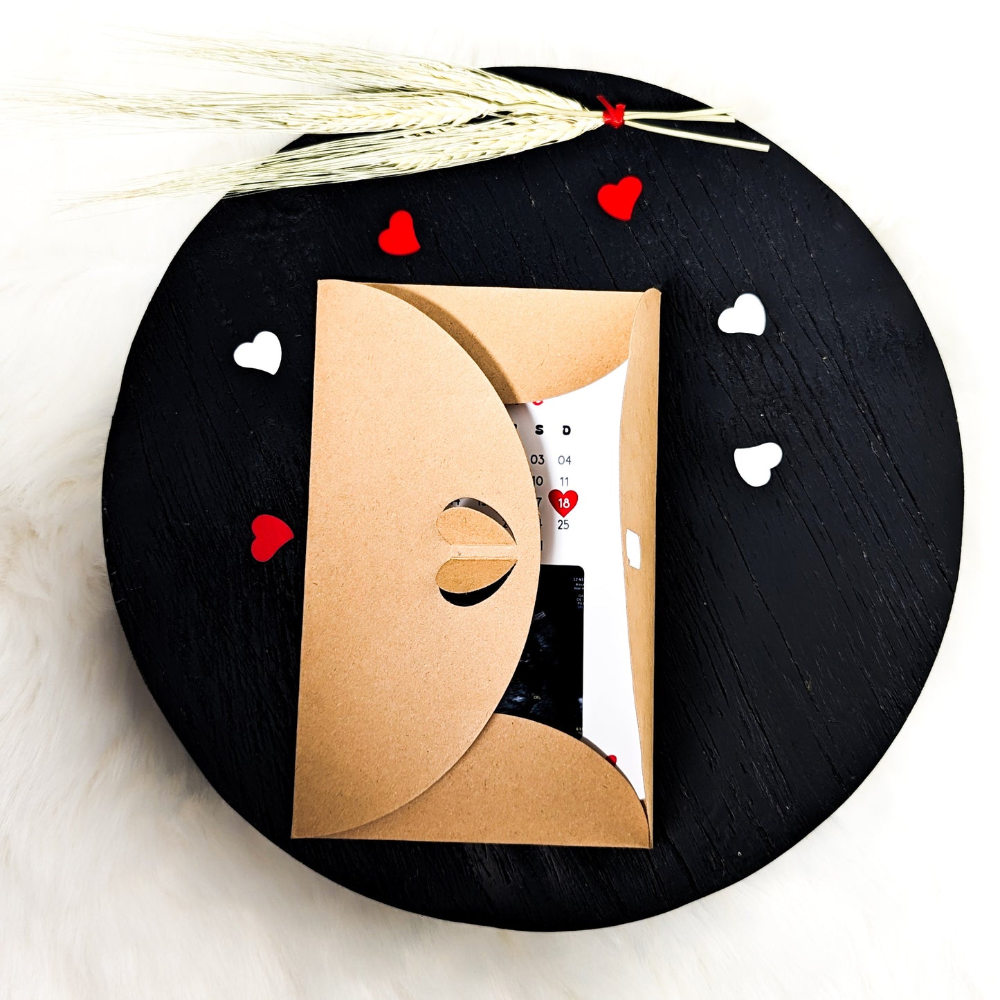 Carte annonce grossesse personnalisée - Calendrier et échographie.