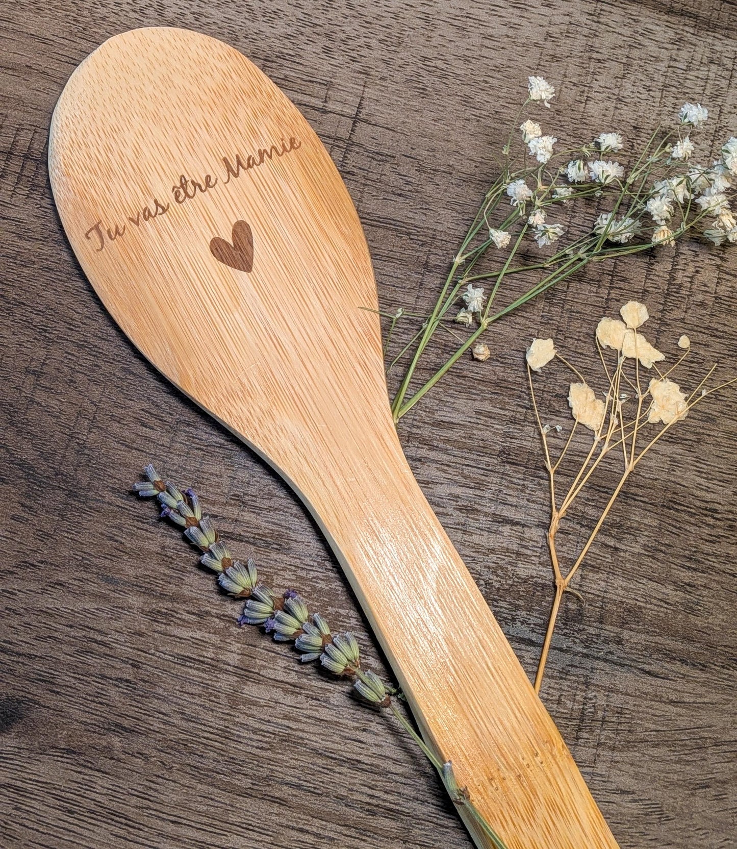 Ustensiles de cuisine personnalisés/ cadeau fêtes des mères, père, mamie et papi/ cuillère et spatule en bois gravées