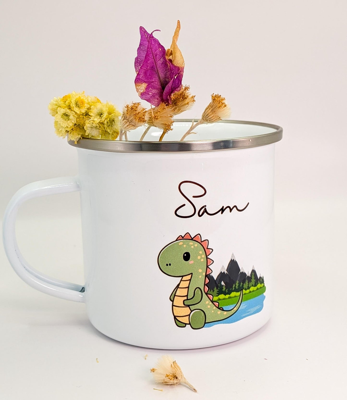 Mug Enfant Personnalisé – Tasse Émaillée avec Prénom et Dessin au Choix | Cadeau Naissance, Anniversaire ou École