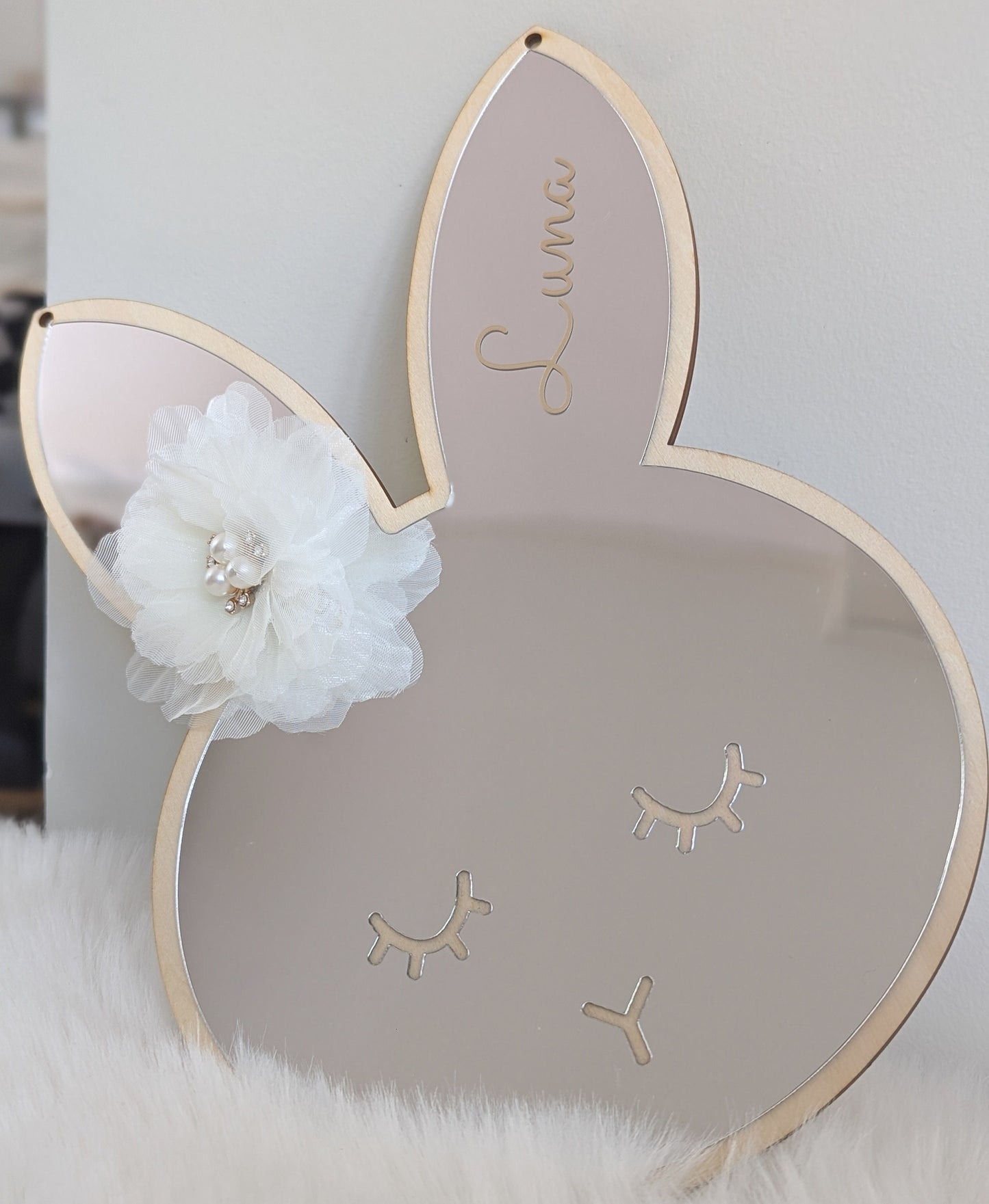 Miroir lapin personnalisé avec prénom pour chambre d'enfant- cadeau de naissance/d'anniversaire/baptême