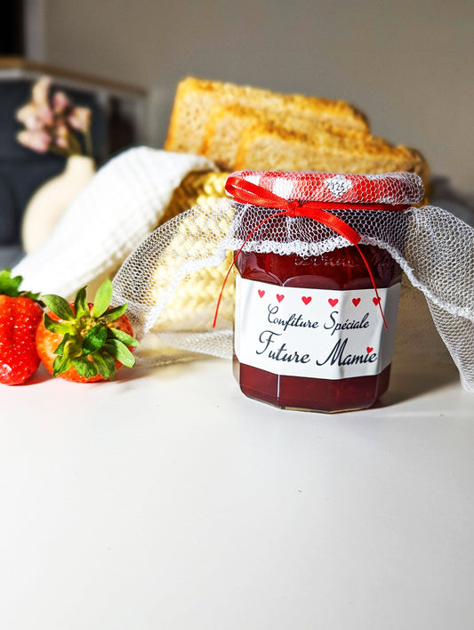 Étiquette Pot de Confiture Personnalisée – Annonce de Grossesse Originale pour Mamie, Papi, Parrain, Marraine et Grands-Parents