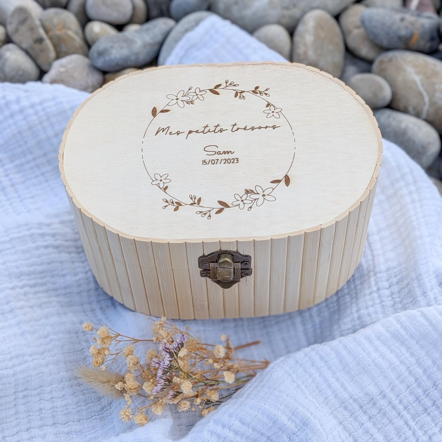 Boîte Souvenir Bébé Personnalisée – Coffret Bambou Cadeau Naissance ou Baptême