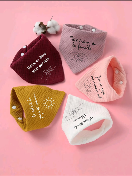 Bavoir à personnaliser pour bébé/ cadeau maman, papa,parrain et marraine.