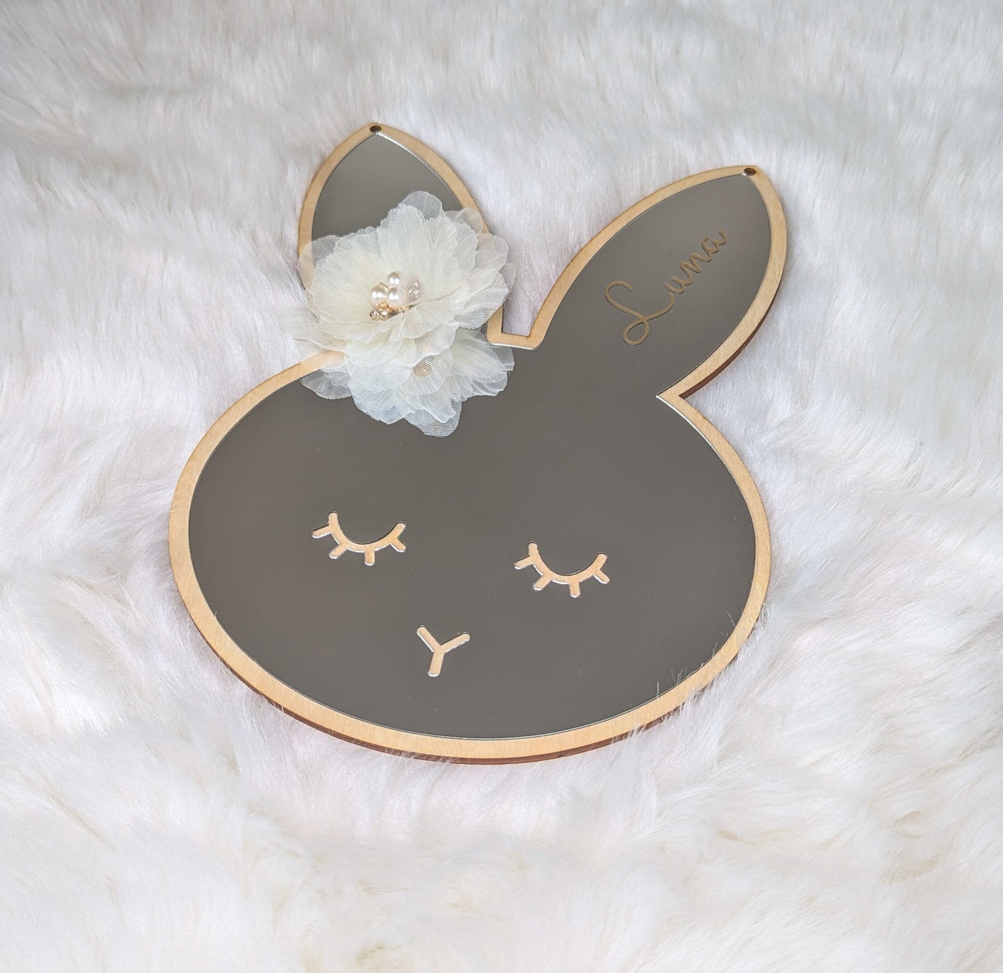 Miroir lapin personnalisé avec prénom pour chambre d'enfant- cadeau de naissance/d'anniversaire/baptême