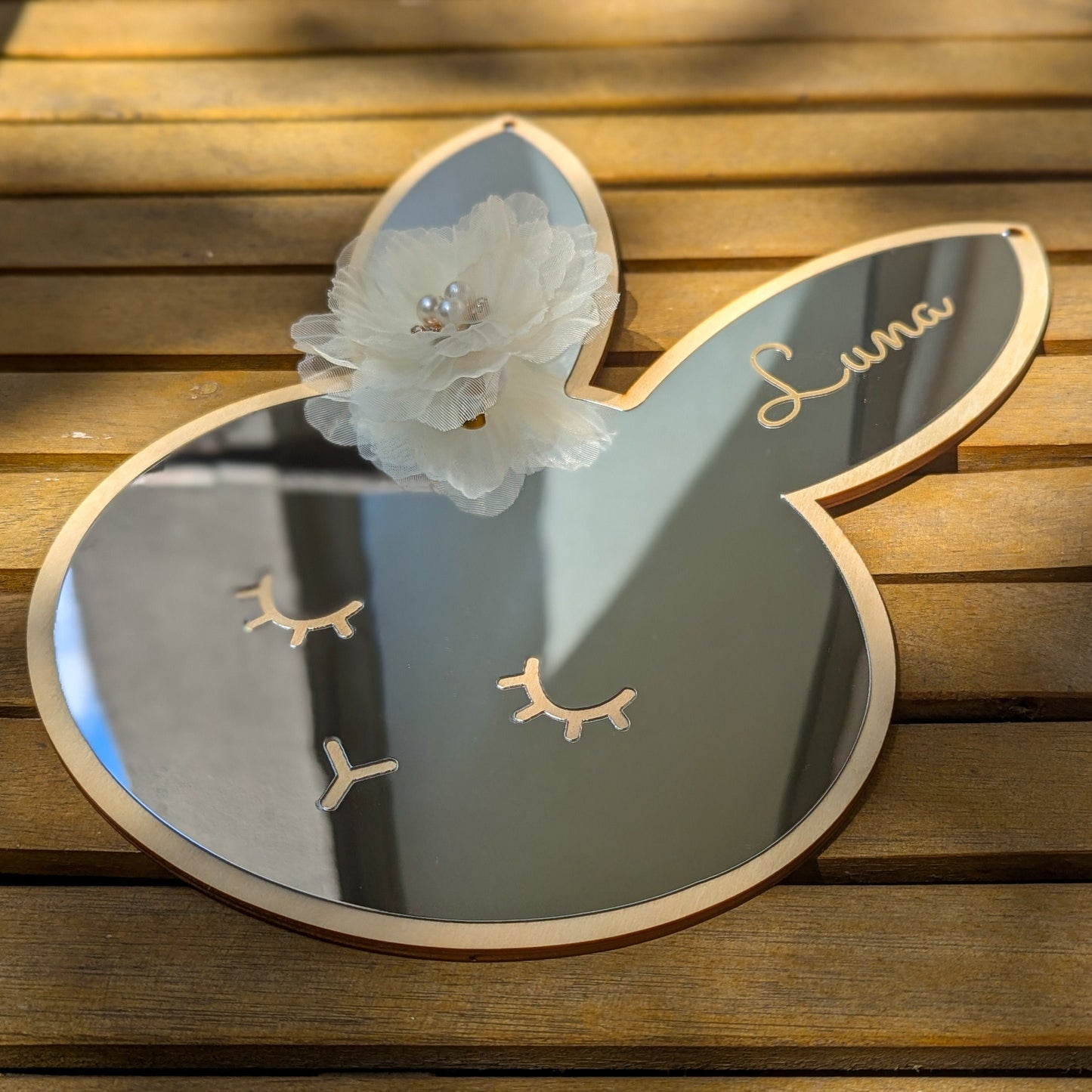 Miroir lapin personnalisé avec prénom pour chambre d'enfant- cadeau de naissance/d'anniversaire/baptême