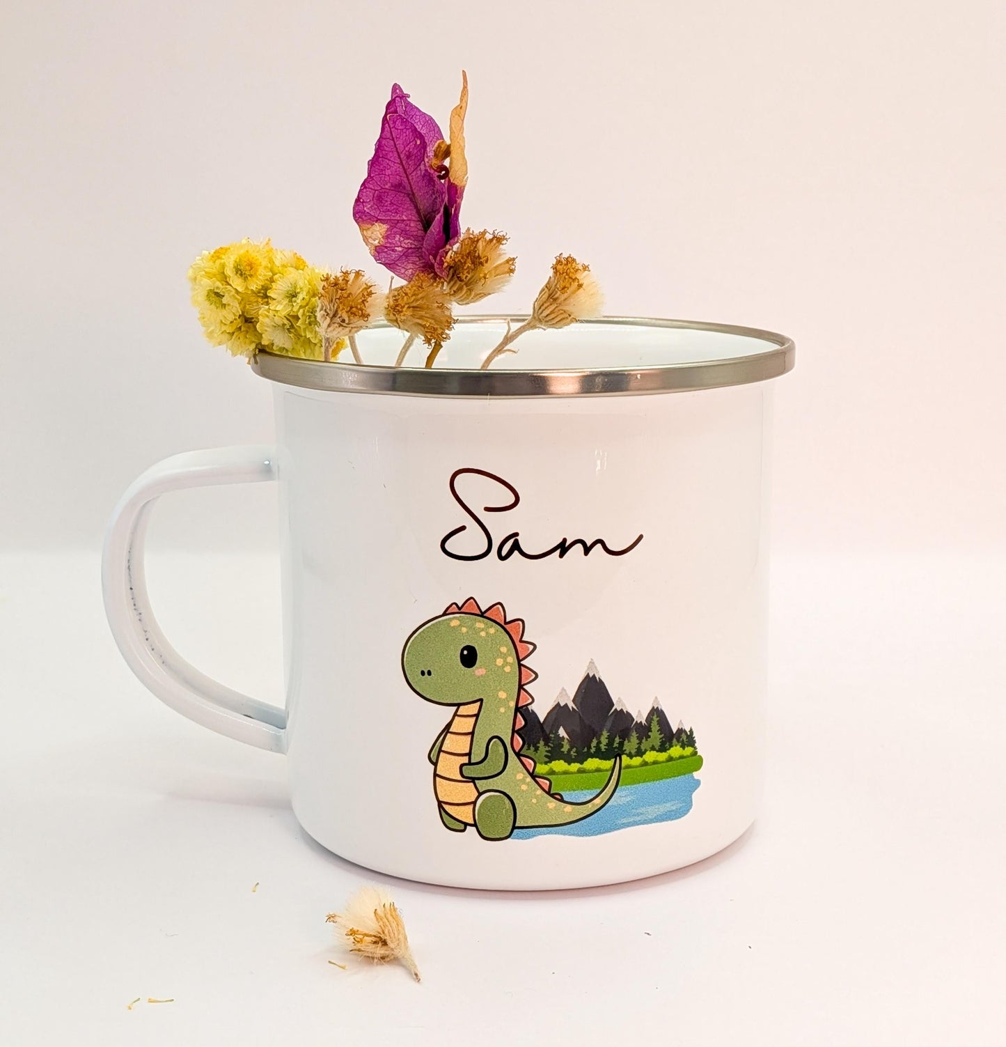 Mug Enfant Personnalisé – Tasse Émaillée avec Prénom et Dessin au Choix | Cadeau Naissance, Anniversaire ou École