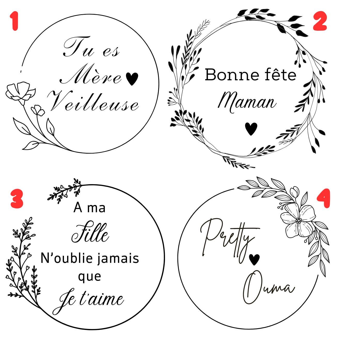 Miroir de poche en bois personnalisé – Cadeau Maman, Mariage, Maîtresse