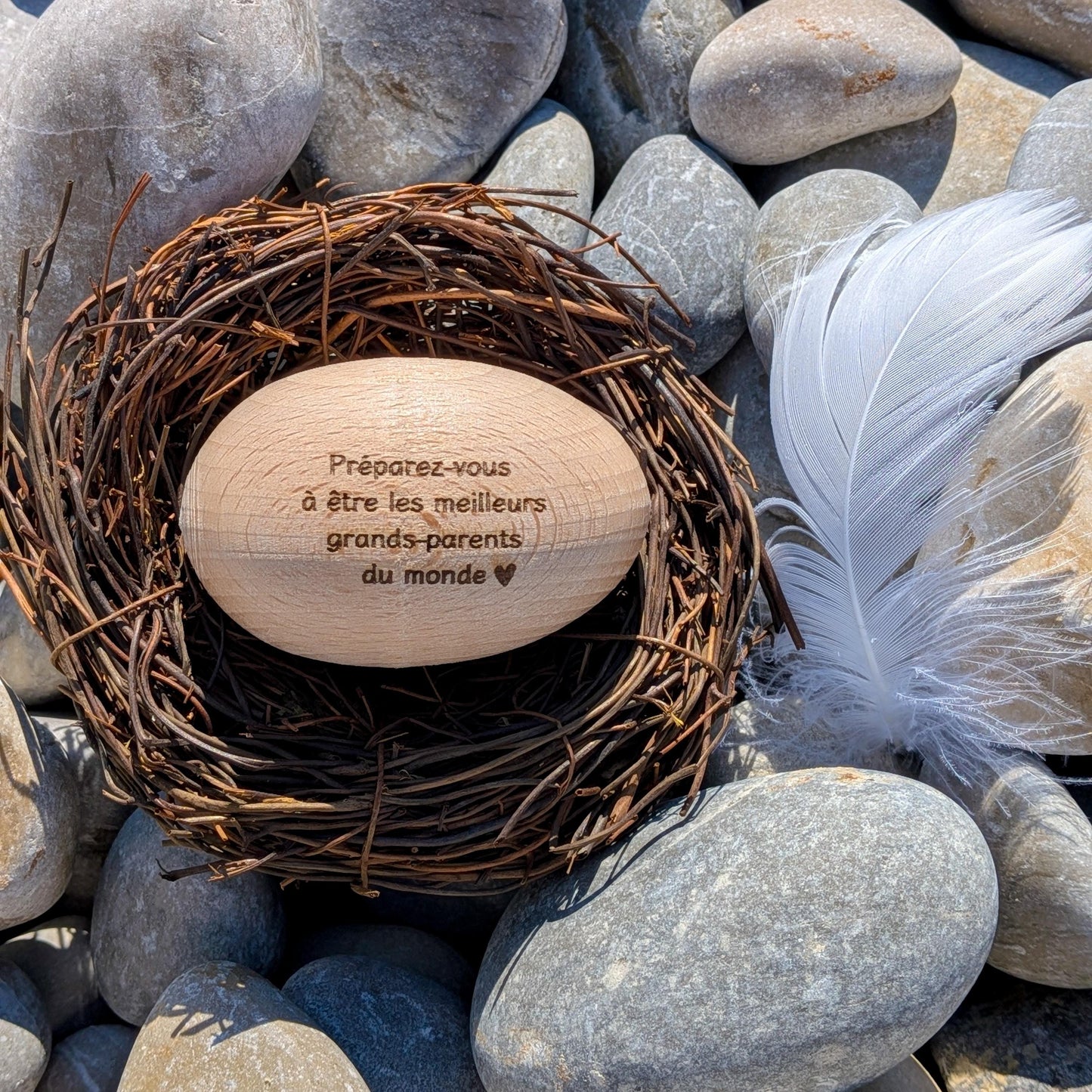 Œuf en Bois Personnalisé – Annonce de Grossesse Originale | Cadeau Futurs Grands-Parents, Bébé en Route, Gravure sur Mesure