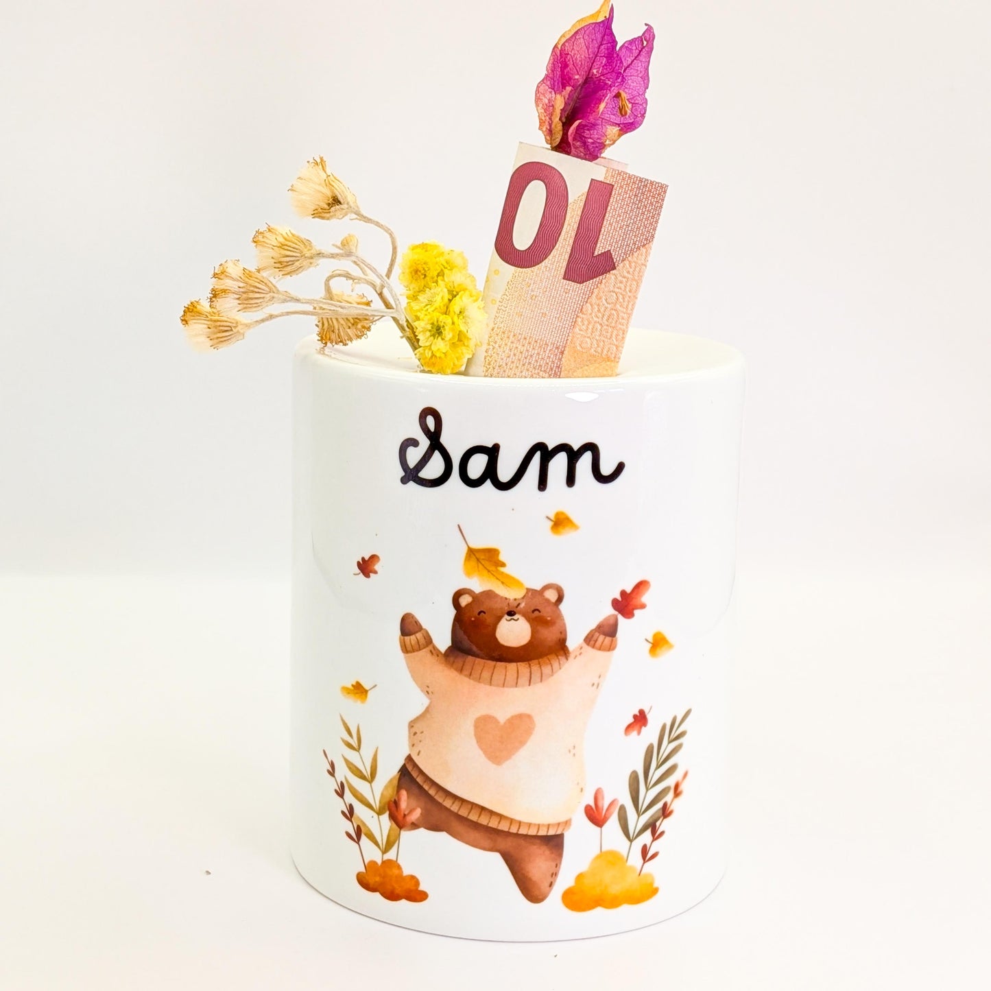 Tirelire Enfant Personnalisée en Céramique – Prénom & Plusieurs Dessins au Choix | Cadeau Unique Noël, Anniversaire, Rentrée