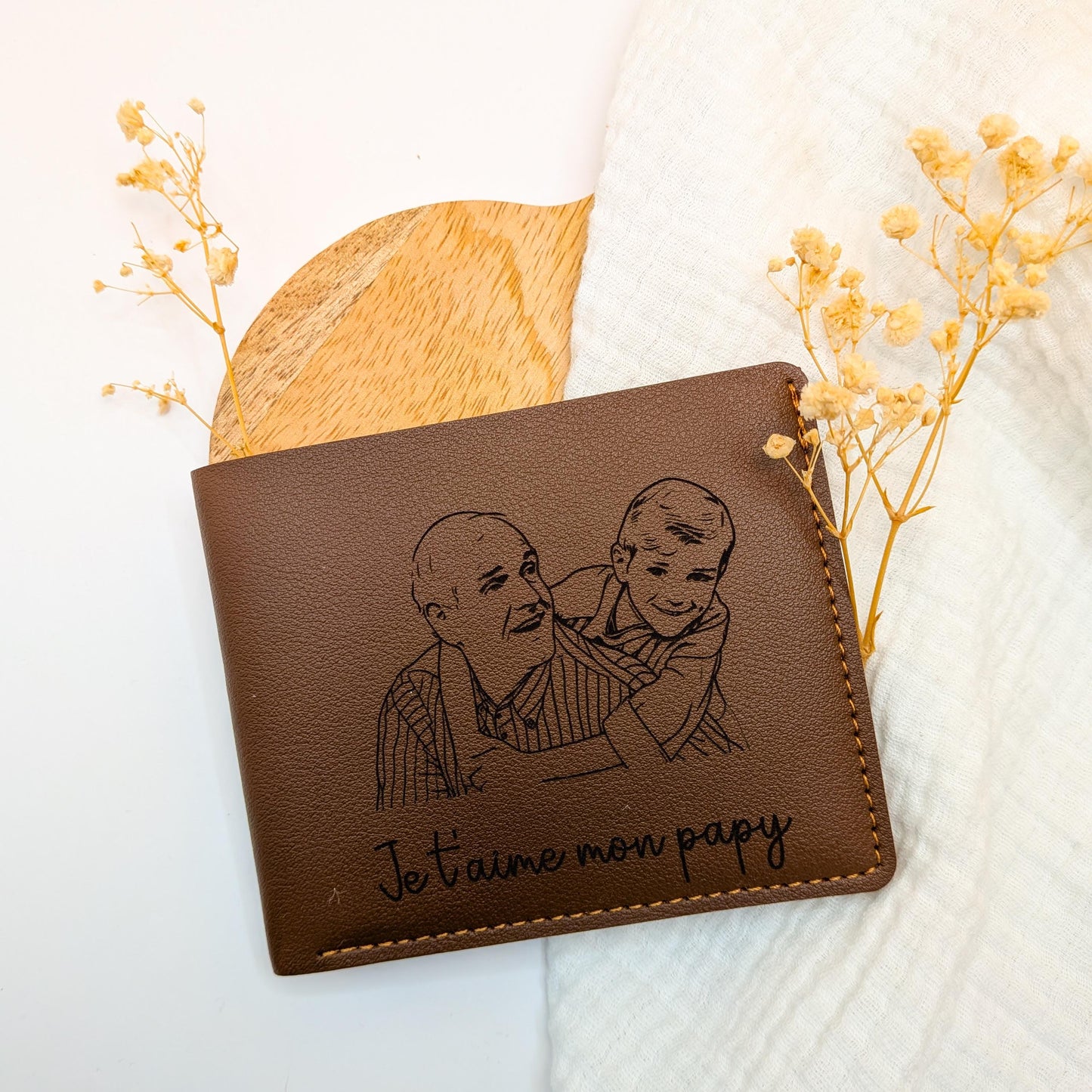 Portefeuille Gravé Personnalisé pour Papa, Papy ou Parrain – Cadeau Fête des Pères et Anniversaire
