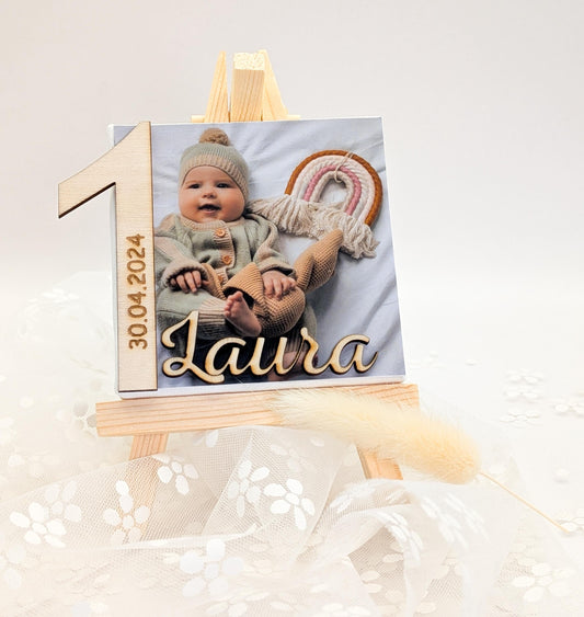 Cadre photo bébé personnalisé – Souvenir de naissance, baptême ou d'anniversaire.