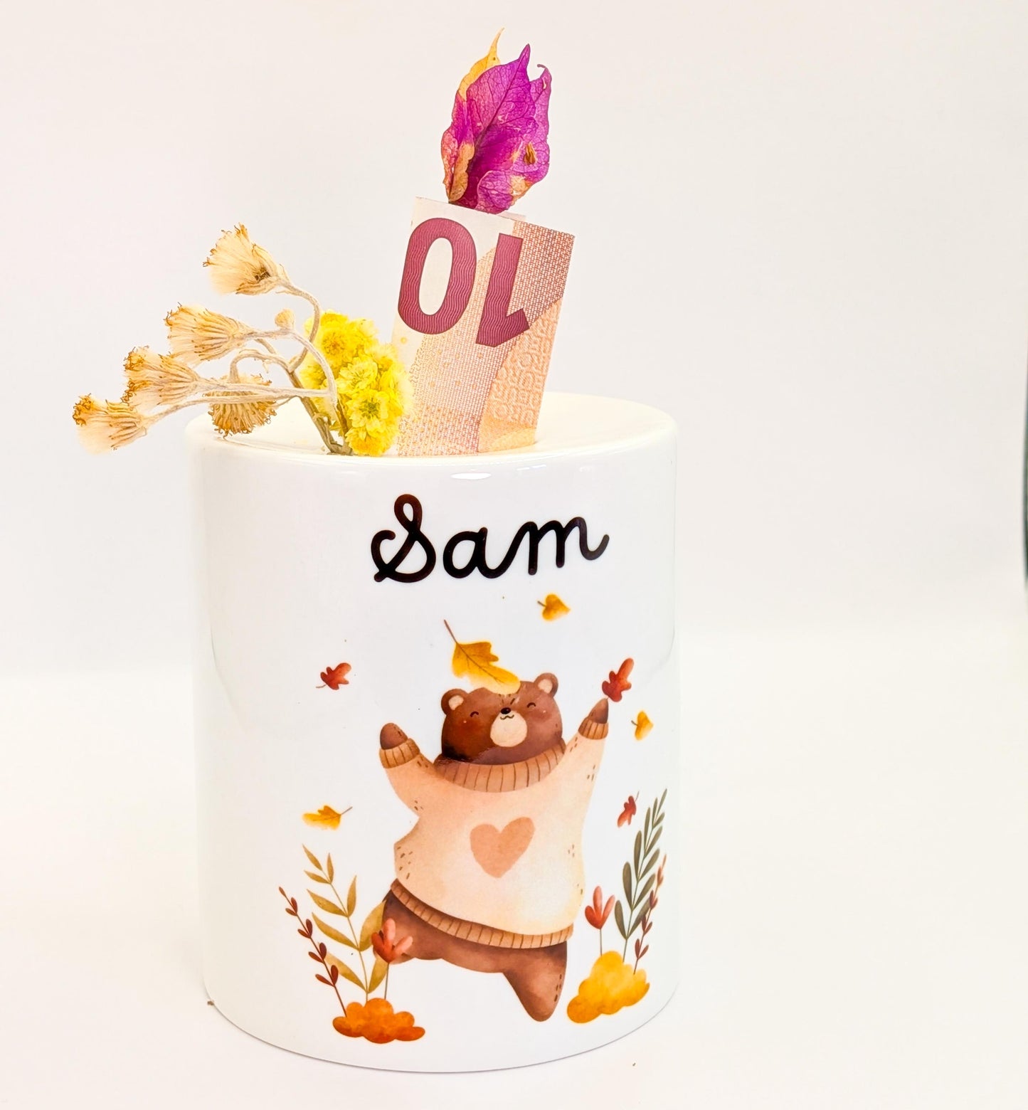 Tirelire Enfant Personnalisée en Céramique – Prénom & Plusieurs Dessins au Choix | Cadeau Unique Noël, Anniversaire, Rentrée