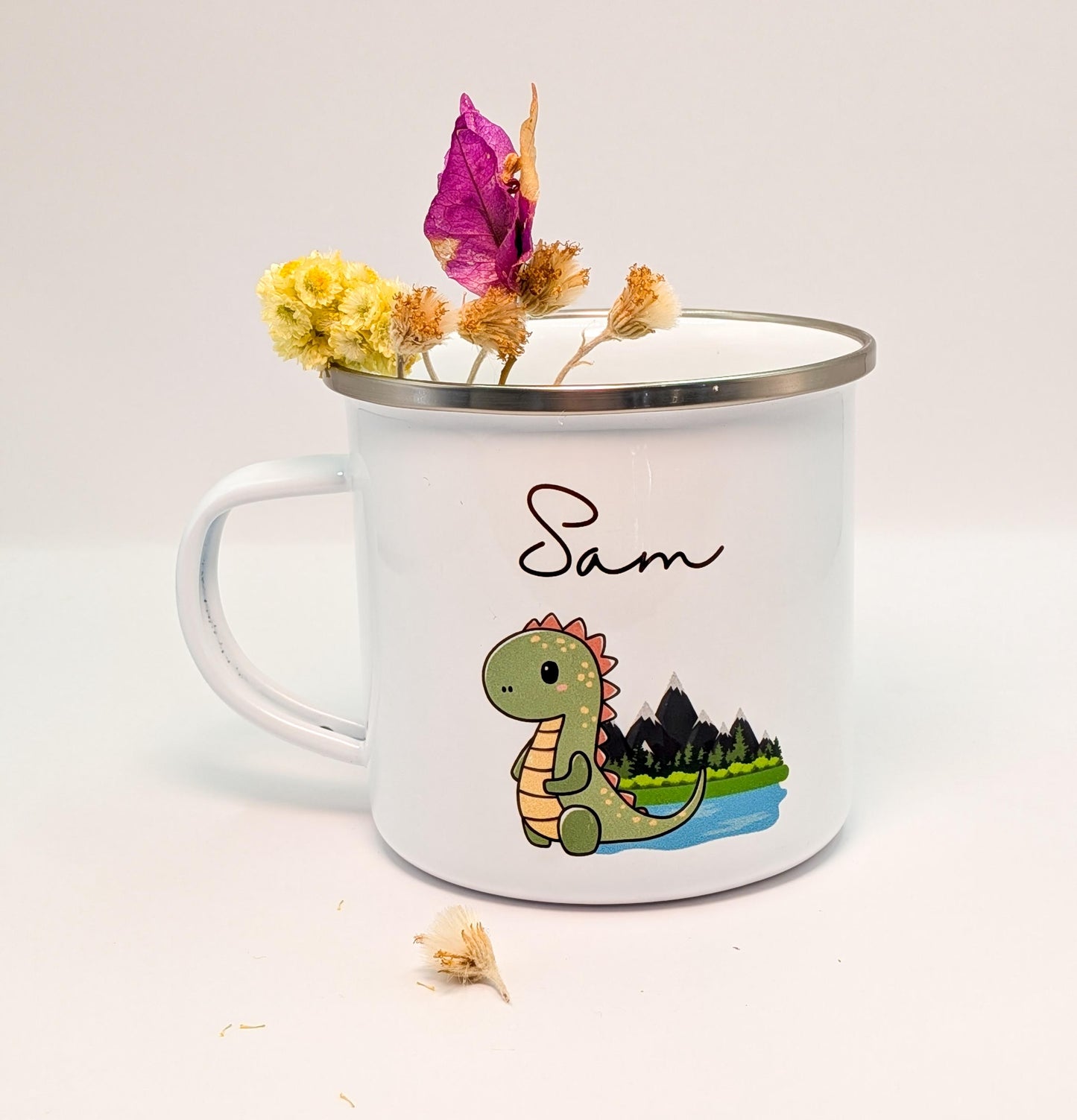 Mug Enfant Personnalisé – Tasse Émaillée avec Prénom et Dessin au Choix | Cadeau Naissance, Anniversaire ou École