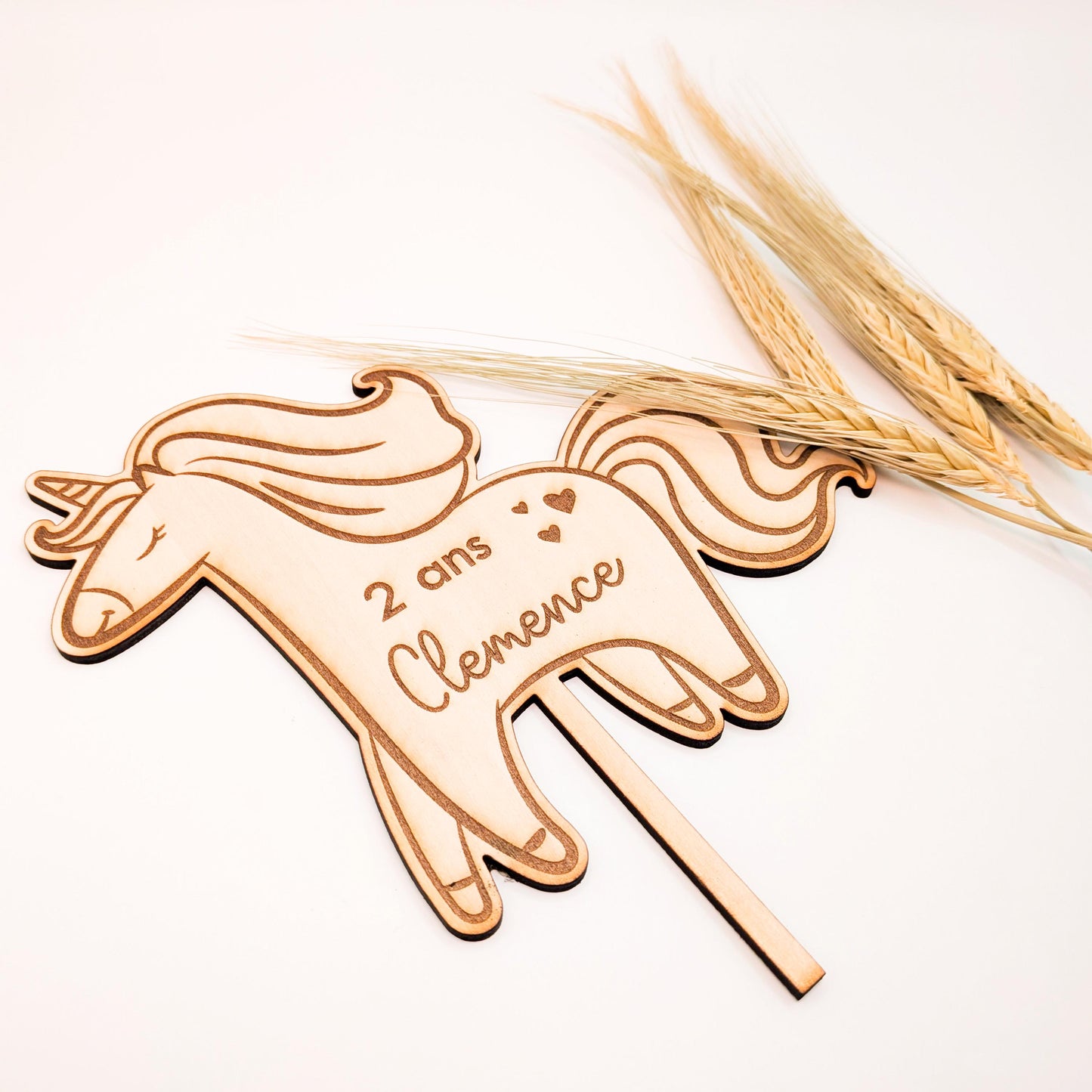 Cake topper : dinosaure-licorne/ Décoration gâteau d'anniversaire en bois pour enfant