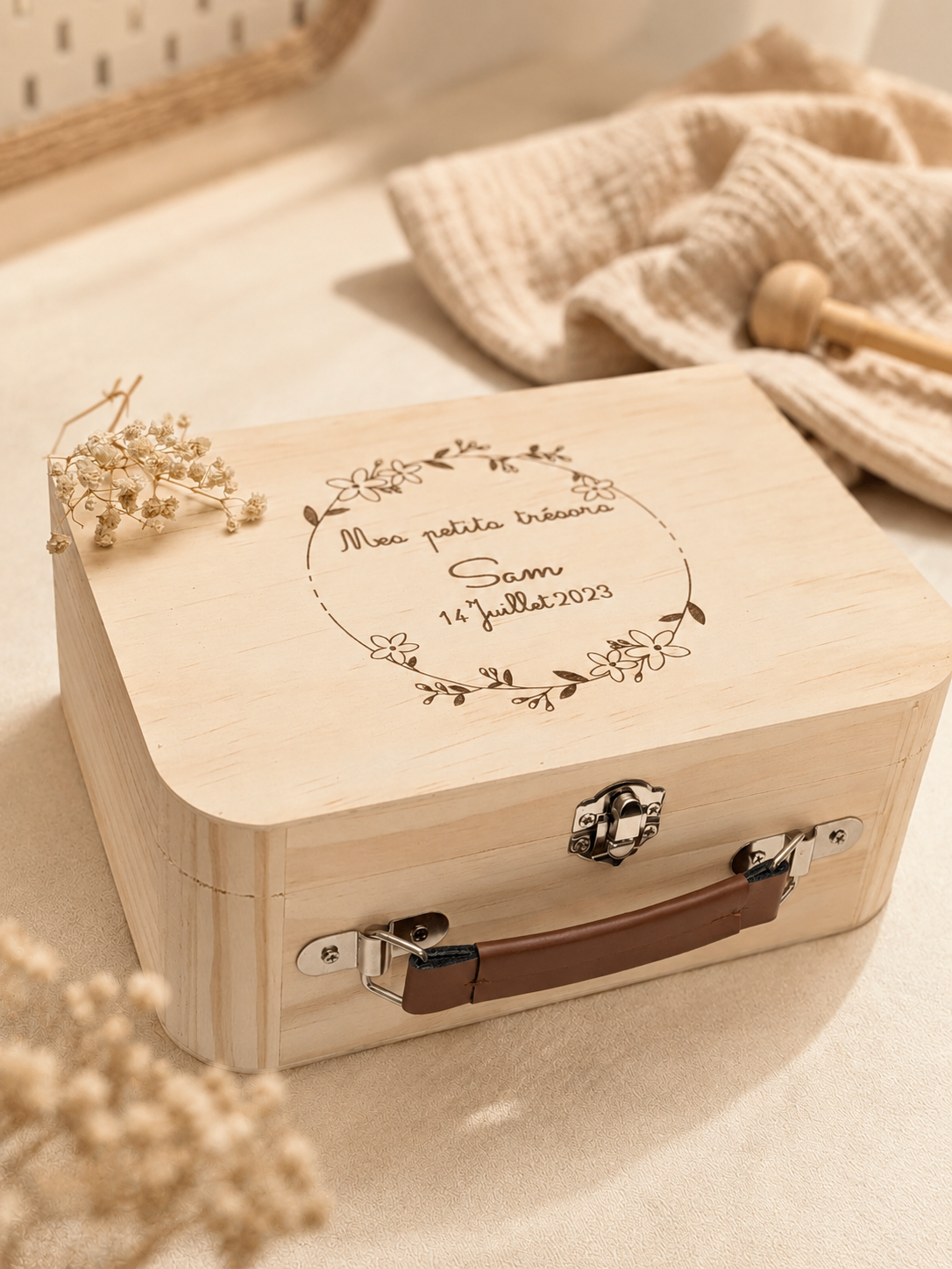 Boîte Souvenir Bébé Personnalisée – Coffret Bambou Cadeau Naissance ou Baptême
