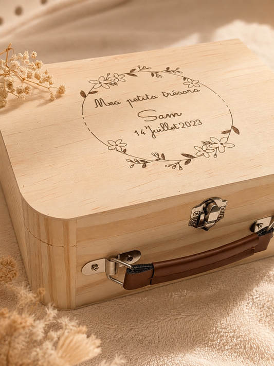 Boîte Souvenir Bébé Personnalisée – Coffret Bambou Cadeau Naissance ou Baptême