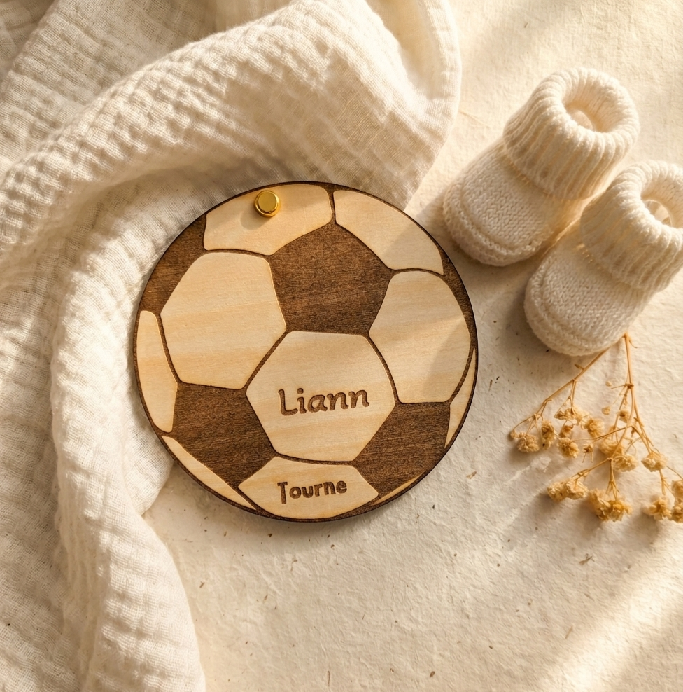 Annonce Grossesse Personnalisée – Grand Frère, Tonton, Parrain – Carte Football en Bois – Cadeau Annonce Bébé