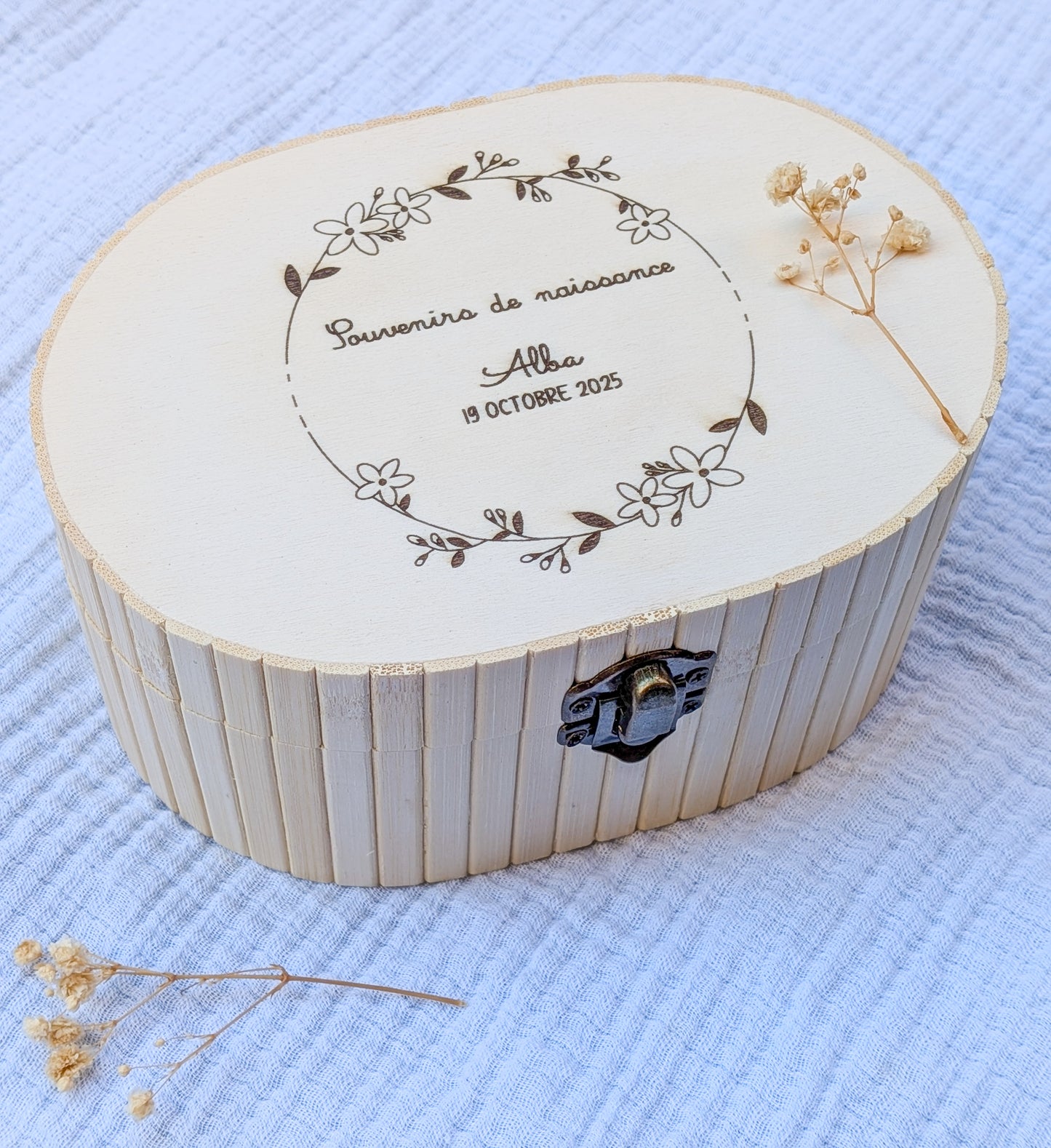 Boîte Souvenir Bébé Personnalisée – Coffret Bambou Cadeau Naissance ou Baptême